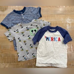 3 toddler boys tee shirts Disney Mickey Mouse 10 Threads ‘Merica Joe Fresh